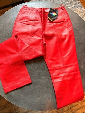 Newport News Red Leather Boot Cut Pants